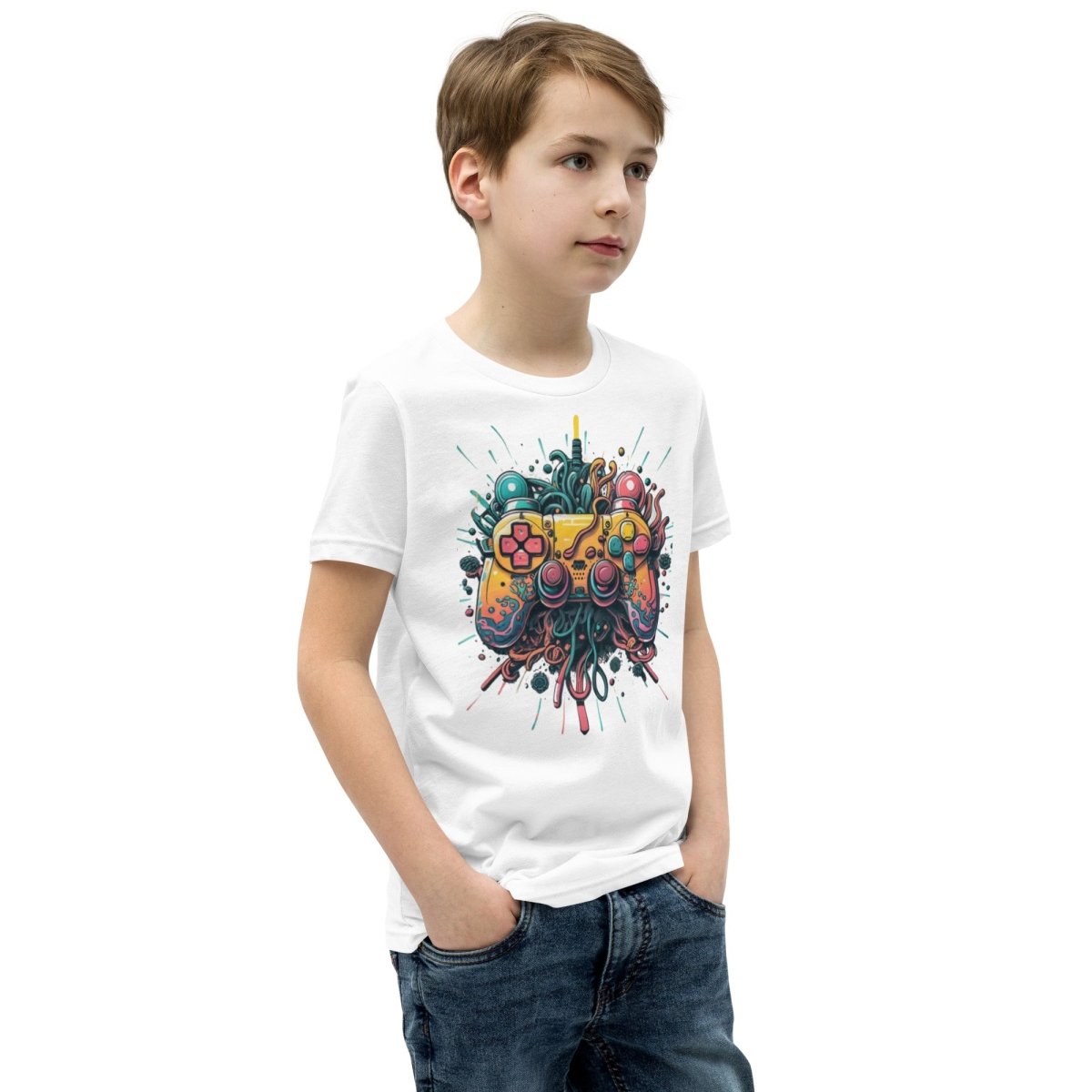 Tshirts - Youth Short Sleeve T-Shirt Gamer - Retro Ravers - gamer