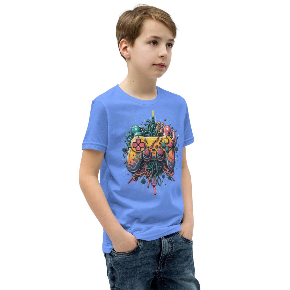 Tshirts - Youth Short Sleeve T-Shirt Gamer - Retro Ravers - gamer