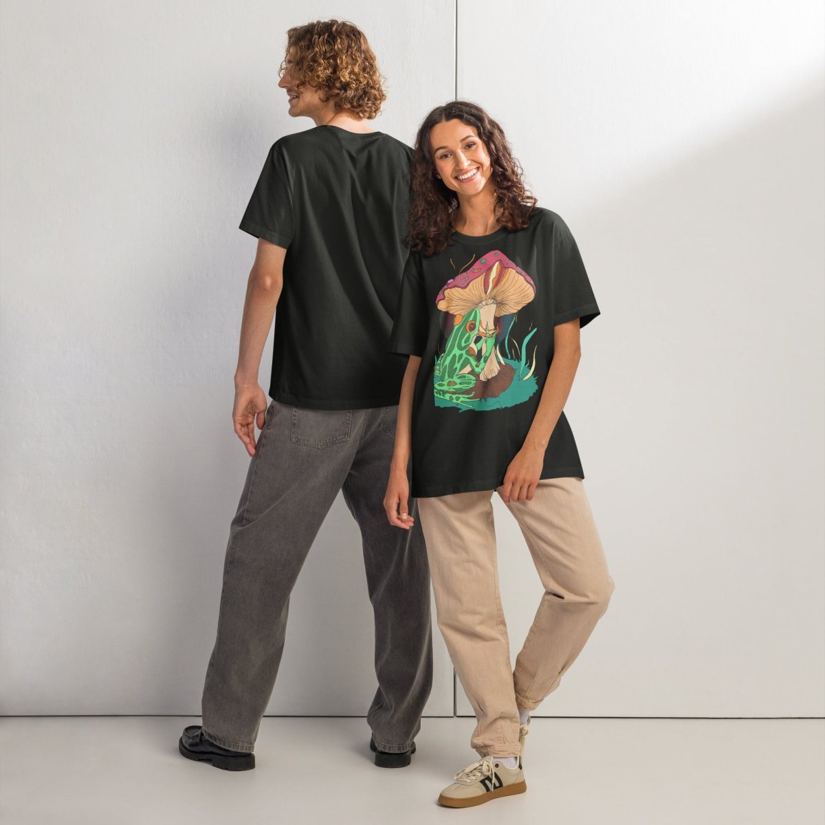 Tshirts - Frog drop Unisex oversized t-shirt - Retro Ravers - frog - rave